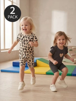 Obrázek produktu Sinsay - Bavlněná trička s leopardím vzorem 2 pack - béžová
