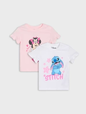 Obrázek produktu Sinsay - Bavlněná trička s potiskem 2 ks Minnie and Stitch - bílá