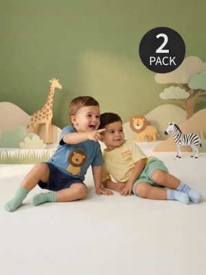 Obrázek produktu Sinsay - Bawełniane koszulki z nadrukiem lwa 2 pack - żółty
