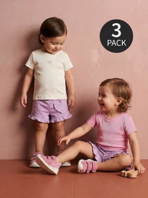 Obrázek produktu Sinsay - Bavlněná trička z vroubkovaného úpletu 3 pack - krémová