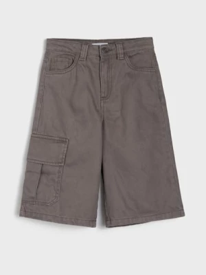 Obrázek produktu Sinsay - Bawełniane jeansy wide leg 3/4 - brązowy
