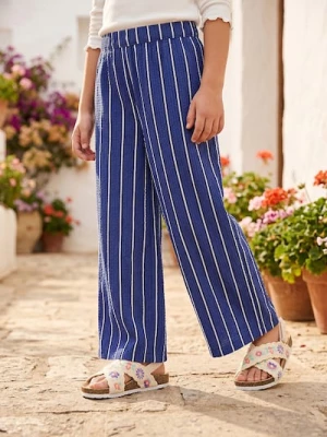 Obrázek produktu Sinsay - Bavlněné kalhoty wide leg s pruhy - indigo