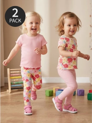Obrázek produktu Sinsay - Bavlněné legíny s květinovým motivem 2 pack - krémová