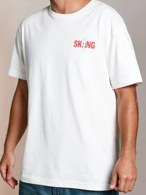 Obrázek produktu Sinsay - Bavlněné oversize tričko s potiskem - krémová