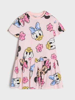Obrázek produktu Sinsay - Bavlněné šaty se sníženým pasem a krátkými rukávy Minnie Mouse - pastelová růžová