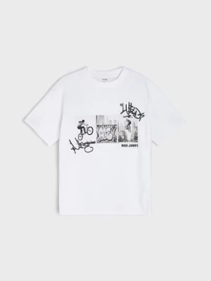 Obrázek produktu Sinsay - Bavlněné tričko oversize s potiskem graffiti - bílá