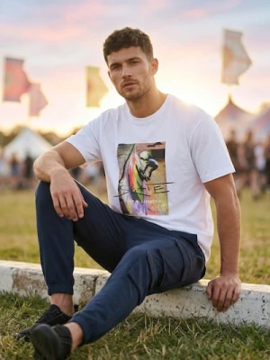 Obrázek produktu Sinsay - Bavlněné tričko s krátkým rukávem se skaterským motivem - bílá