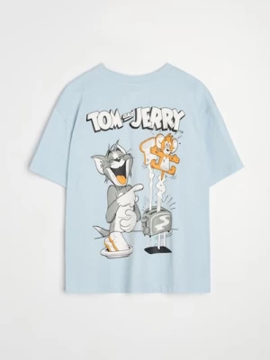 Obrázek produktu Sinsay - Bavlněné tričko s krátkým rukávem Tom and Jerry - modrá