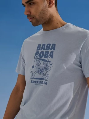 Obrázek produktu Sinsay - Bavlněné tričko s nápisem Baba Boba - modrá