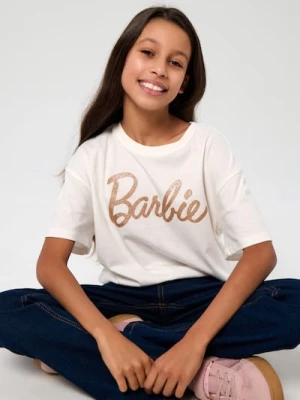 Obrázek produktu Sinsay - Bavlněné tričko s nápisem Barbie - krémová