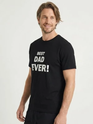 Obrázek produktu Sinsay - Bavlněné tričko s nápisem Best Dad Ever - černá