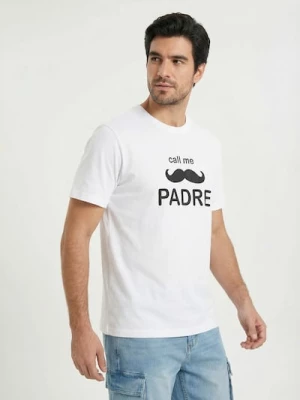 Obrázek produktu Sinsay - Bavlněné tričko s nápisem Call Me Padre - bílá