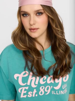 Obrázek produktu Sinsay - Bavlněné tričko s nápisem Chicago - neonová