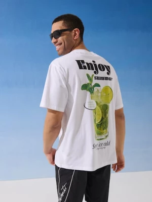 Obrázek produktu Sinsay - Bavlněné tričko s nápisem Enjoy - bílá