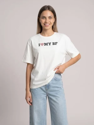 Obrázek produktu Sinsay - Bavlněné tričko s nápisem I Love My Boyfriend - bílá