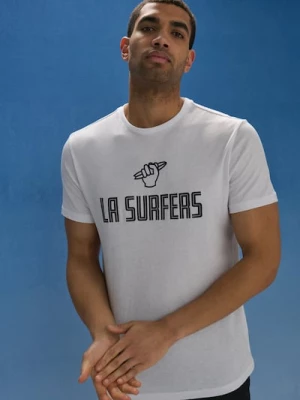 Obrázek produktu Sinsay - Bavlněné tričko s nápisem La Surfers - bílá