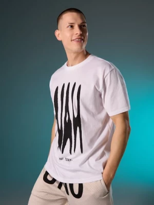 Obrázek produktu Sinsay - Bavlněné tričko s nápisem NAH - bílá
