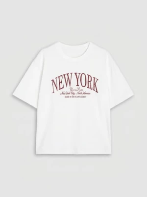 Obrázek produktu Sinsay - Bavlněné tričko s nápisem New York - bílá