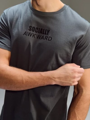 Obrázek produktu Sinsay - Bavlněné tričko s nápisem - šedá