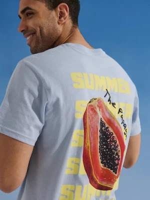Obrázek produktu Sinsay - Bavlněné tričko s nápisem Summer - modrá
