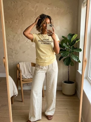 Obrázek produktu Sinsay - Bavlněné tričko s nápisem - yellow jeans