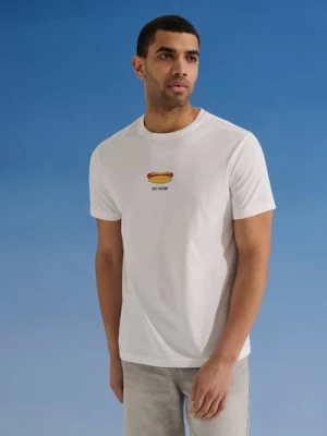Obrázek produktu Sinsay - Bavlněné tričko s potiskem hot dogu - krémová