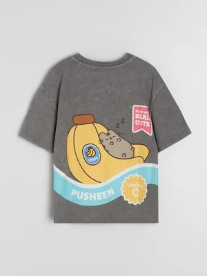 Obrázek produktu Sinsay - Bavlněné tričko s potiskem na zádech Pusheen the Cat - šedá