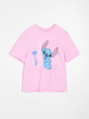 Obrázek produktu Sinsay - Bavlněné tričko s prázdninovým potiskem Stitch - levandulová