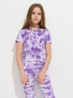 Obrázek produktu Sinsay - Bavlněné tričko se vzorem tie-dye - levandulová