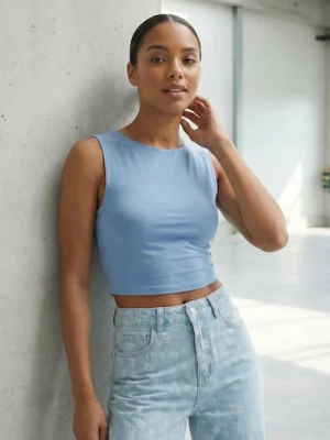 Obrázek produktu Sinsay - Bavlněný basic crop top - modrá