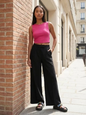 Obrázek produktu Sinsay - Bavlněný basic crop top - sytě růžová