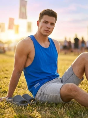 Obrázek produktu Sinsay - Bavlněný sportovní tank top s nápisem - modrá