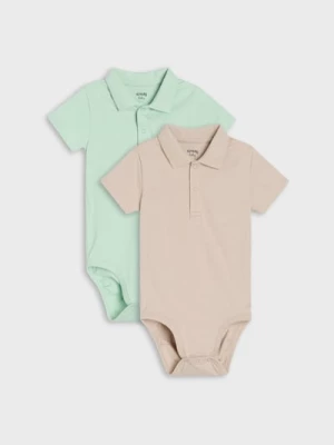 Obrázek produktu Sinsay - Bawełniane body z kołnierzykiem 2 pack - zielony