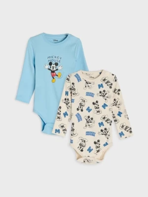 Obrázek produktu Sinsay - Bawełniane body z nadrukiem 2 pack Mickey Mouse - kremowy