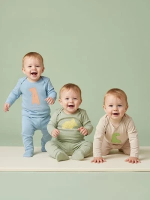 Obrázek produktu Sinsay - Bawełniane body z nadrukiem 3 pack - kremowy