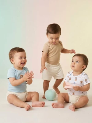 Obrázek produktu Sinsay - Bawełniane body z nadrukiem misiów 3 pack - błękitny