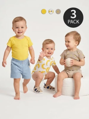 Obrázek produktu Sinsay - Bawełniane body z nadrukiem owocowym 3 pack - kremowy