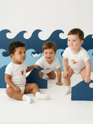 Obrázek produktu Sinsay - Bawełniane body z nadrukiem zwierząt 4 pack - biały