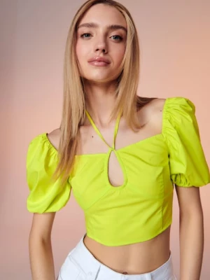 Obrázek produktu Sinsay - Crop top s ozdobným vázáním - neonová
