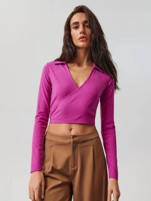 Obrázek produktu Sinsay - Crop top z žebrovaného úpletu - fialová