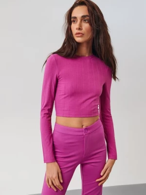 Obrázek produktu Sinsay - Crop top z žebrovaného úpletu - fialová