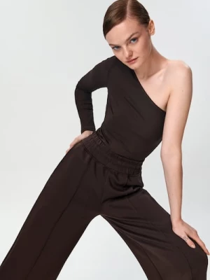 Obrázek produktu Sinsay - Crop top z žebrovaného úpletu - tmavě hnědá