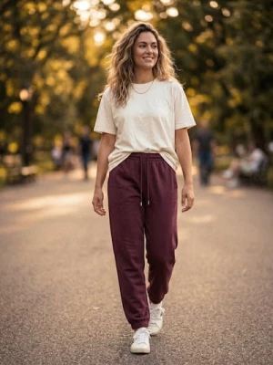 Obrázek produktu Sinsay - Dresové jogger kalhoty z terry - karmínová