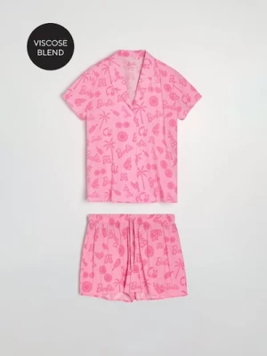 Obrázek produktu Sinsay - Dvoudílné viskózové pyžamo Barbie - růžová