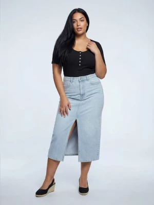 Obrázek produktu Sinsay - Džínová midi sukně s rozparkem plus size - modrá