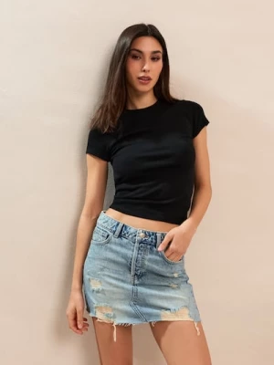 Obrázek produktu Sinsay - Džínová mini sukně s prodřením - indigo jeans