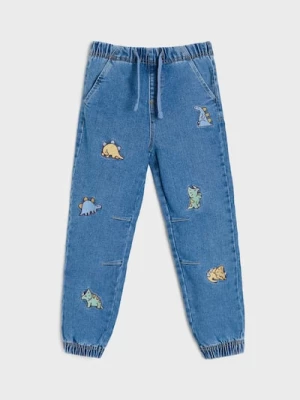 Obrázek produktu Sinsay - Jeansy jogger z motywem dinozaurów - niebieski