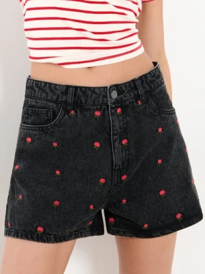 Obrázek produktu Sinsay - Džínové kraťasy high waist - černá