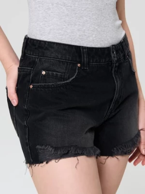 Obrázek produktu Sinsay - Džínové šortky high waist s otřepy - černá