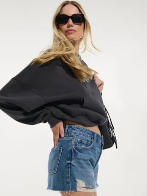 Obrázek produktu Sinsay - Džínové šortky high waist s otřepy - modrá